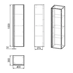 Пенал підвісний Imprese Blatna L 150x40x35 см white f3283W, Білий - мініатюра 2