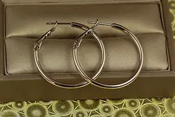 Сережки кільця Xuping Jewelry гладкі 3 см сріблясті