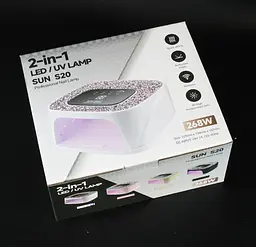 Лампа для манікюру зі стразами SUN S20 UV/LED дисплей сенсор руху знімне дно для педикюру 268 Вт Білий - мініатюра 5