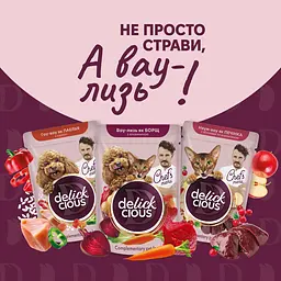 Вологий корм додатковий для котів Delickcious печінка, яблука, журавлина в соусі 85 г - мініатюра 2