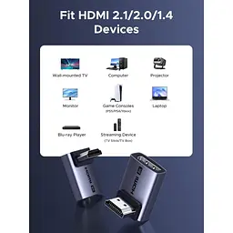Перехідник HDMI M to HDMI F 8K60Hz 48Gbps 90° corner black Ugreen (85632) - мініатюра 7