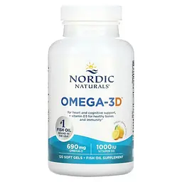 Жирні кислоти Nordic Naturals Omega-3D, 120 капсул - Лимон