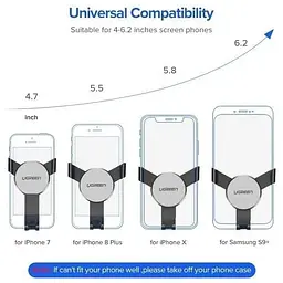 Автотримач UGREEN LP130 Air Vent Mount Phone Holder (40907) - мініатюра 4