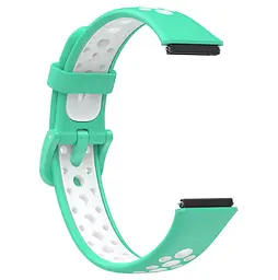Силіконовий ремінець Primolux Perfor Classic для фітнес браслета Huawei Band 7- Teal White - мініатюра 4