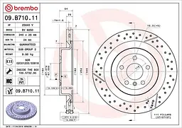 Диск тормозной вентилируемый перфорированный Mercedes Gle, Gl, Gls, M-class 11-19г Brembo ( 09.B710.11 )