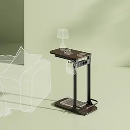 Приставний столик OfficePro Dark Wood Black із мереживим подовжувачем, USB-роз'ємами та тримачем для гарнітури (SD185DW) - мініатюра 5