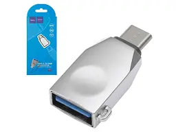Перехідник HOCO UA9 Type-C OTG Adapter Сріблясто-нікелевий - мініатюра 2