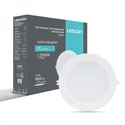 Свiтильник свiтлодiодний Ledcoin AL512 круг білий 12W 6500K (80334) - мініатюра 2