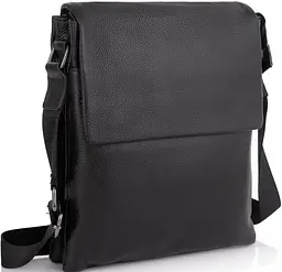 Шкіряний чоловічий месенджер Tiding Bag Чорний