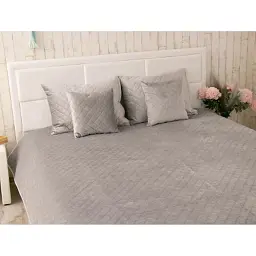 Покривало Руно двостороннє декоративне Velour Grey ромб 220х240 см (330.55_Grey ромб) - мініатюра 6
