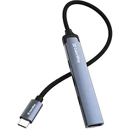Хаб Usb ColorWay 4-in-1, Grey, Type-C 3.0 - 3xType-C 2.0 / 1xUsb 3.0, кабель 12 см, алюмінієвий корпус (CW-Hub07)