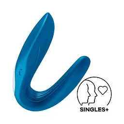 Вібратор для пар Satisfyer Double Whale синій - мініатюра 2