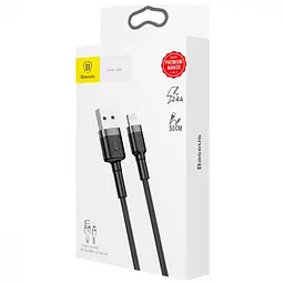 Кабель Baseus Cafule Cable USB to lighting 2.4A 1m CALKLF-BG1 Black-Grey - мініатюра 2