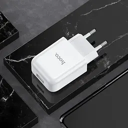 Мережевий зарядний пристрій Hoco N2 Vigour single port charger 1USB, 2,1 A White - мініатюра 3