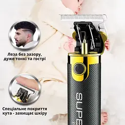 Професійний бездротовий тример для волосся акумуляторний VGR Professional Hair, 1500 mAh, USB, Чорний (4693226630) - мініатюра 9