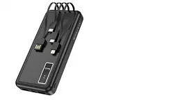 Повербанк Hoco J77 10000mAh 2USB / Lightning / Type-C 2A з ліхтариком та чотирма вбудованими кабелями Чорний - мініатюра 3