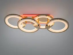 Люстра стельова LED Diasha H8022/2+2G, 65W, 3200K-6500K, золото, акрил, сучасний стиль для дому - мініатюра 3