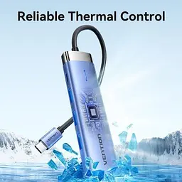 Концентратор Vention USB 3.1 Type-C to HDMI/USB 3.0x3/PD 100W Blue Aluminum Alloy Hub 5-in-1 (TGESB) - мініатюра 8
