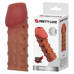 Насадка на пеніс Pretty Love Penis Sleeve, 19.8 см (коричневий) - мініатюра 6