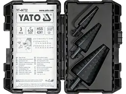 Свердла конічні ступінчасті по металу Yato Ø=4-12; 4-22; 6-38 мм матеріал HSS 4241, 3 шт. (YT-44732) - мініатюра 2