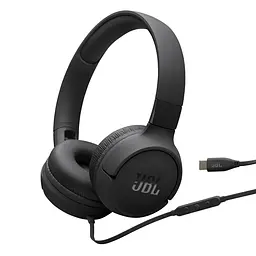 Навушники JBL Tune 520C, чорний, USB-C, мікрофон, однокнопковий пульт управління, технологія 'Pure Bass', складний дизайн,