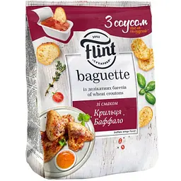Сухарики пшеничні Flint Baguette зі смаком Крильця Баффало з соусом Кисло-солодкий 50 г + 15 г