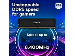 Пам'ять для настільних комп'ютерів Crucial 16 GB DDR5 6400 MHz Pro Overclocking Black (CP16G64C38U5B) - мініатюра 6
