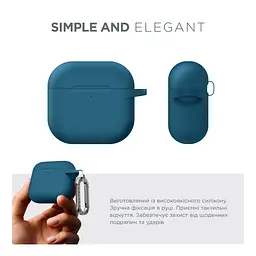 Силіконовий чохол для навушників Apple AirPods 4, Hang Case, синій, ультратонкий захисний кейс товщиною 2 мм, захист від подряпин, пилу та ударів, компактний, з карабіном для кріплення, ArmorStandart (ARM81281) - мініатюра 2