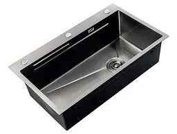 Кухонна мийка Zerix ZH8045-SET-05 Nano-Black ZM5585, Графит - мініатюра 2