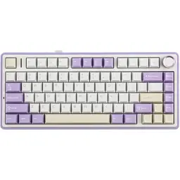 Клавіатура бездротова Aula F75, White/Purple, Bluetooth 5.0 / 2.4GHz USB / Type-C, механічна (перемикачі Gasket Reaper), RGB підсвічування, 80 кнопок, акумулятор, EN/UA (6978080501479)