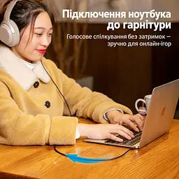 Аудіокабель AUX Vention 0,5 м 3,5 мм TRRS штекер на 3,5 мм TRRS штекер з передаванням сигналу мікрофона за сумісності мікрофонних контактів пристроїв у бавовняному обплетенні з прямими штекерами сірий (BAQHD) - мініатюра 8