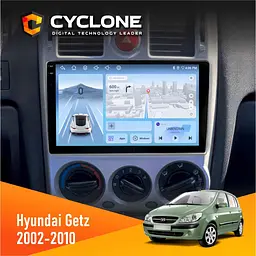 Штатна магнітола Hyundai Getz 2002-2010 Cyclone C9-012 4x64, DSP, 4G Cyclone (НФ-00007860)