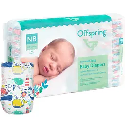 Підгузки Offspring Willy the Whale розмір NB (до 4 кг) 112 шт. (2 уп. х 56 шт.) - мініатюра 2