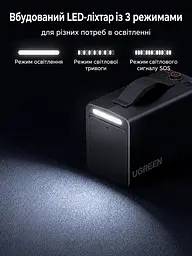 Автомобільний компресор UGREEN ET722 від прикурювача 12 В до 150 PSI (10,3 бар) 30 л/хв Schrader автостоп за заданим тиском дисплей із підсвічуванням LED-ліхтар сигнальний режим і SOS 5 режимів із налаштуванням тиску автовимкнення при перегріванні комплектні адаптер Presta й насадки для м’ячів і надувних виробів вбудовані кабель живлення 3 м та шланг 0,6 м в обплетенні відсіки для зберігання двигун 120 Вт темно-сірий із чорним і світло-сірою панеллю (15627) - мініатюра 7