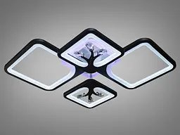 Декоративна LED люстра з димером і підсвічуванням, 100W, чорна люстра - мініатюра 2