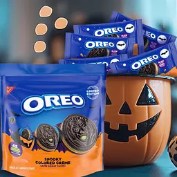 Печиво Oreo Halloween Green and Orange Creme Chocolate Sandwich Cookies 650г - мініатюра 4