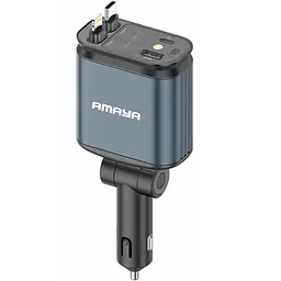 АЗП ACC-CL11 PD57.5W+QC3.0 (1USB-A/1C) з retractable cable Type-C + Lightning Gray Amaya teh0029948