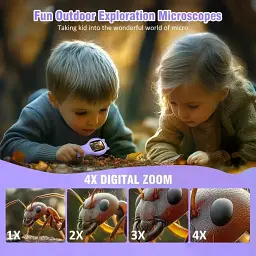 Мікроскоп дитячий портативний TinyScope Рожевий з LED підсвіткою та 2-дюймовим екраном, для навчання дітей - мініатюра 5