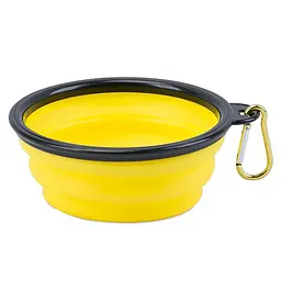 Силіконова складна дорожня миска Derby Food Grade TPE Collapsible Dog Bowl, 350 мл Жовтий