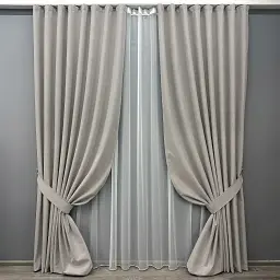 Комплект штор з тюлем VR-Textil Блекаут ASHEN NIGHT, тауп з білим, 2 штори 150×270 см + тюль 400×270 см, арт. 71-084/3