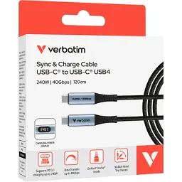 Дата кабель USB-C to USB-C 1.2m with display 240W black Verbatim (31849) - мініатюра 3