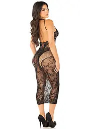 Сукня з відкритою спиною Leg Avenue Rhinestone Lace and Net Bodycon Dress One Size, Black - мініатюра 3
