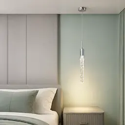 Сріблясто-хромований приліжковий LED підвіс Artlight 2353/1SL з пухирцевим склом 3,5W - мініатюра 2