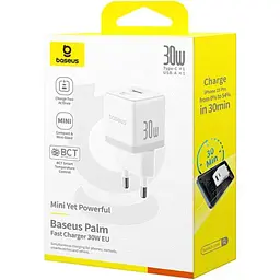 Мережевий зарядний пристрій Baseus Palm 30W USB-C/USB-A Moon White (P1011160A213-00) [132860] - мініатюра 6