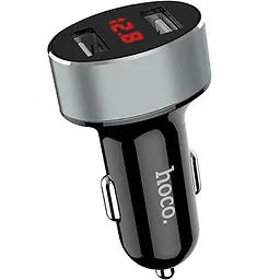 Автомобільний зарядний пристрій Hoco Z26 2USB Display Black/Grey - мініатюра 2