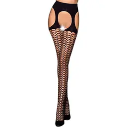 Еротичні колготки Tiopen 004 nero (fishnet 40 den) - Passion імітація панчох та пояса 1/2