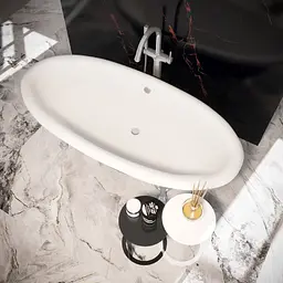 Ванна окремостояча глянцева Amidicon Olimpia 180x90 чорна з литого каменю срібні ніжки OLIMPIA_180_nizhk-s_BLACK_HL, Чорний - мініатюра 5