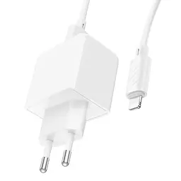 Мережевий зарядний пристрій з кабелем Hoco CS11A Ocean single port charger set(iP) білий - мініатюра 3
