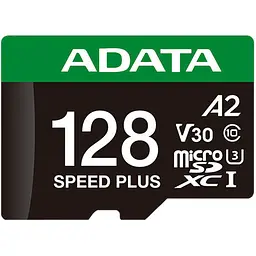 Карта пам'яті ADATA microSDXC Speed Plus 128Gb Class 10 UHS-1 A2 V30 + SD адаптер (UD128GUI3V30A2SP-RA1) [162138] - мініатюра 2