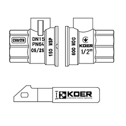 Кран кульовий Ггв Koer Extreme KE.214-15 - 1/2" FF ручка "важіль" червона KR5744 - мініатюра 2
